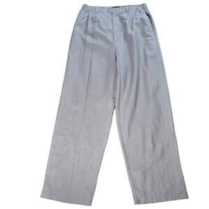 PWT Classics Women's XL 100% Linen Wide Leg Pants High Rise Gray Trousers
